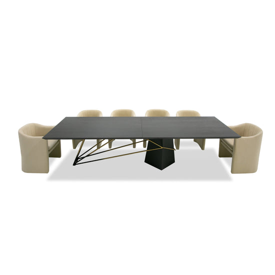 Modrest Elkhorn - Glam Black Ash + Stainless Steel 126" Dining Table