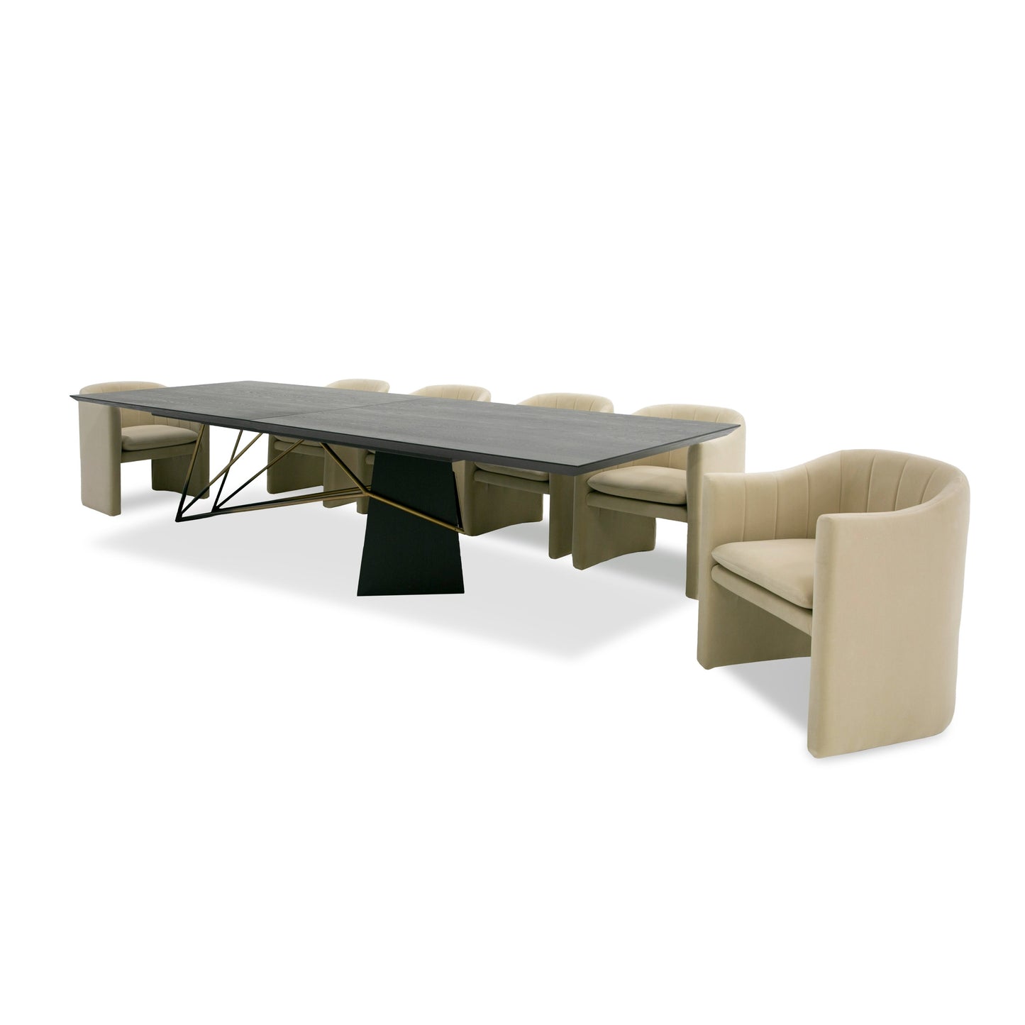 Modrest Elkhorn - Glam Black Ash + Stainless Steel 126" Dining Table