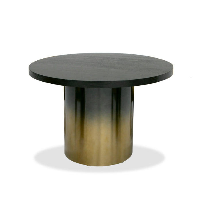 Modrest Elmira - Glam Black Ash + Gradient Stainless Steel Round Dining Table