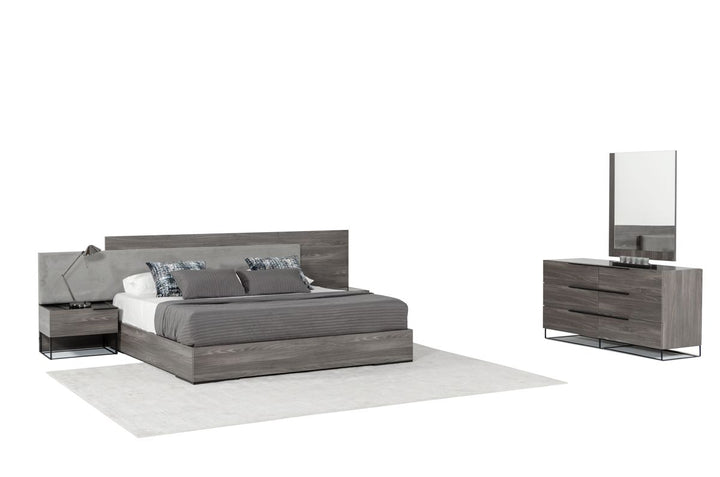 Queen Nova Nova Domus Enzo Italian Modern Grey Oak & Fabric Bedroom Set