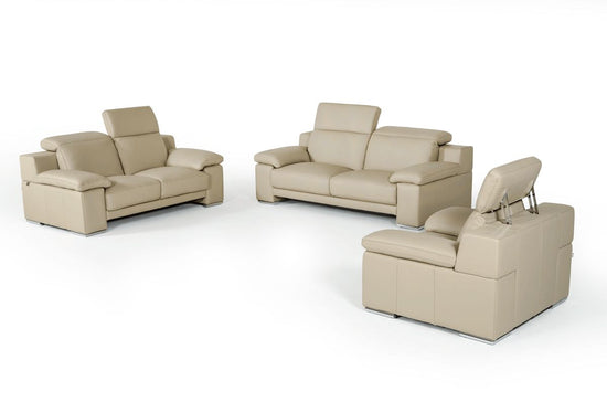 Estro Salotti Evergreen Italian Modern Taupe Leather Sofa Set