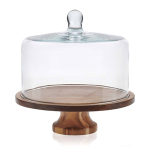 Footed Cake Stand with Glass Dome