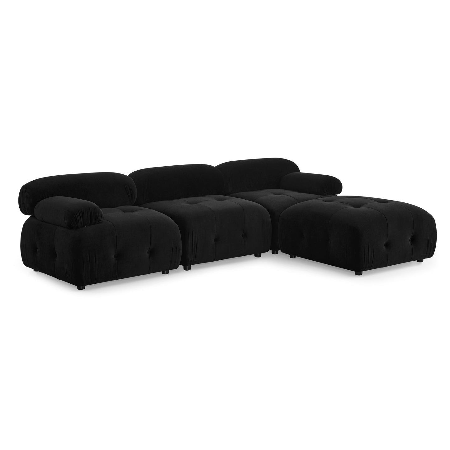 Walker Edison - Modular Sectional Sofa, Button Tufted Designed and DIY Combination, L Shaped Couch with Reversible Ottoman, Black Velvet