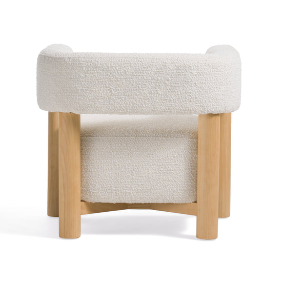 Modrest Fang - Modern White Fabric & Wood Accent Chair
