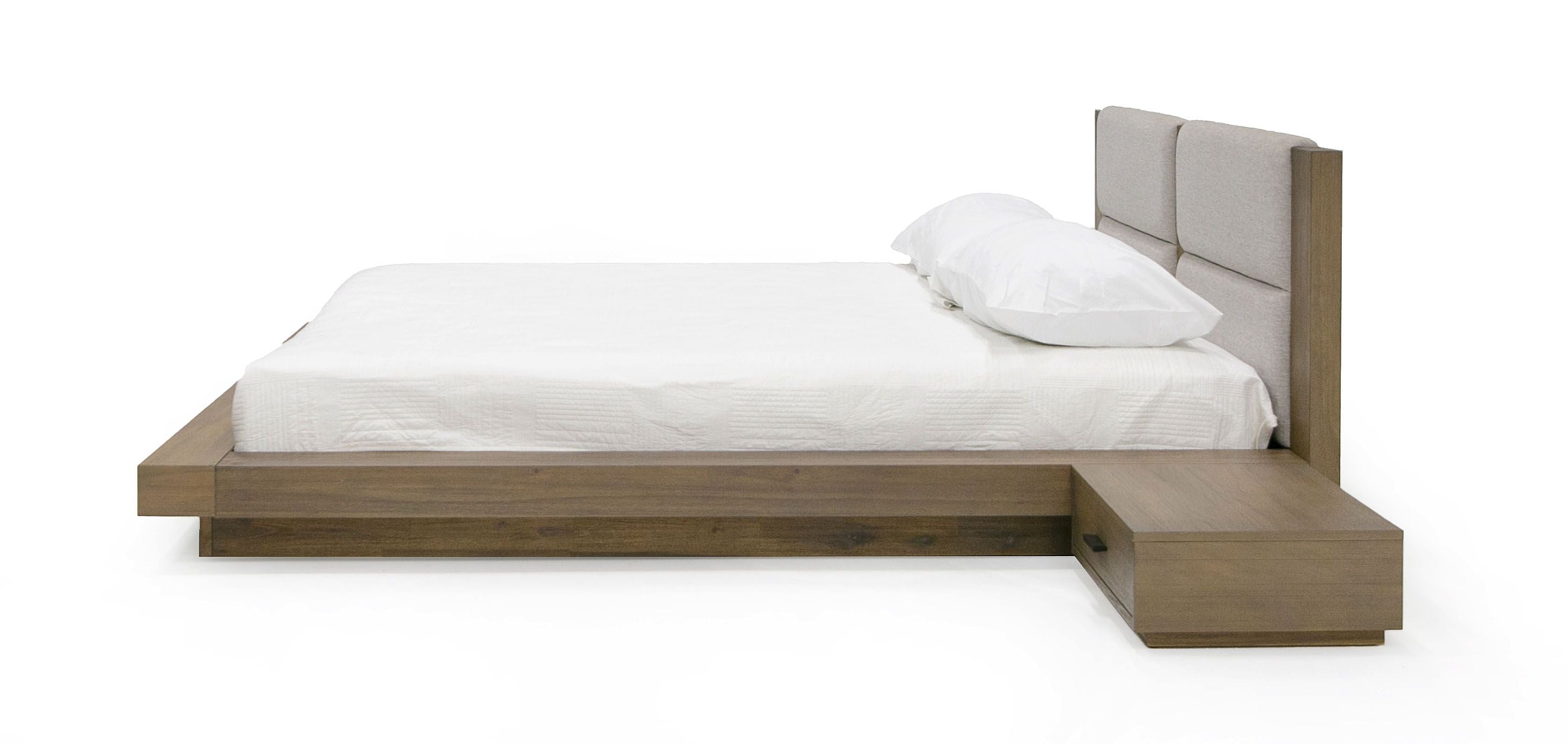 Eastern King Nova Domus Fantasia - Contemporary Walnut & Grey Bed with Two Nightstands