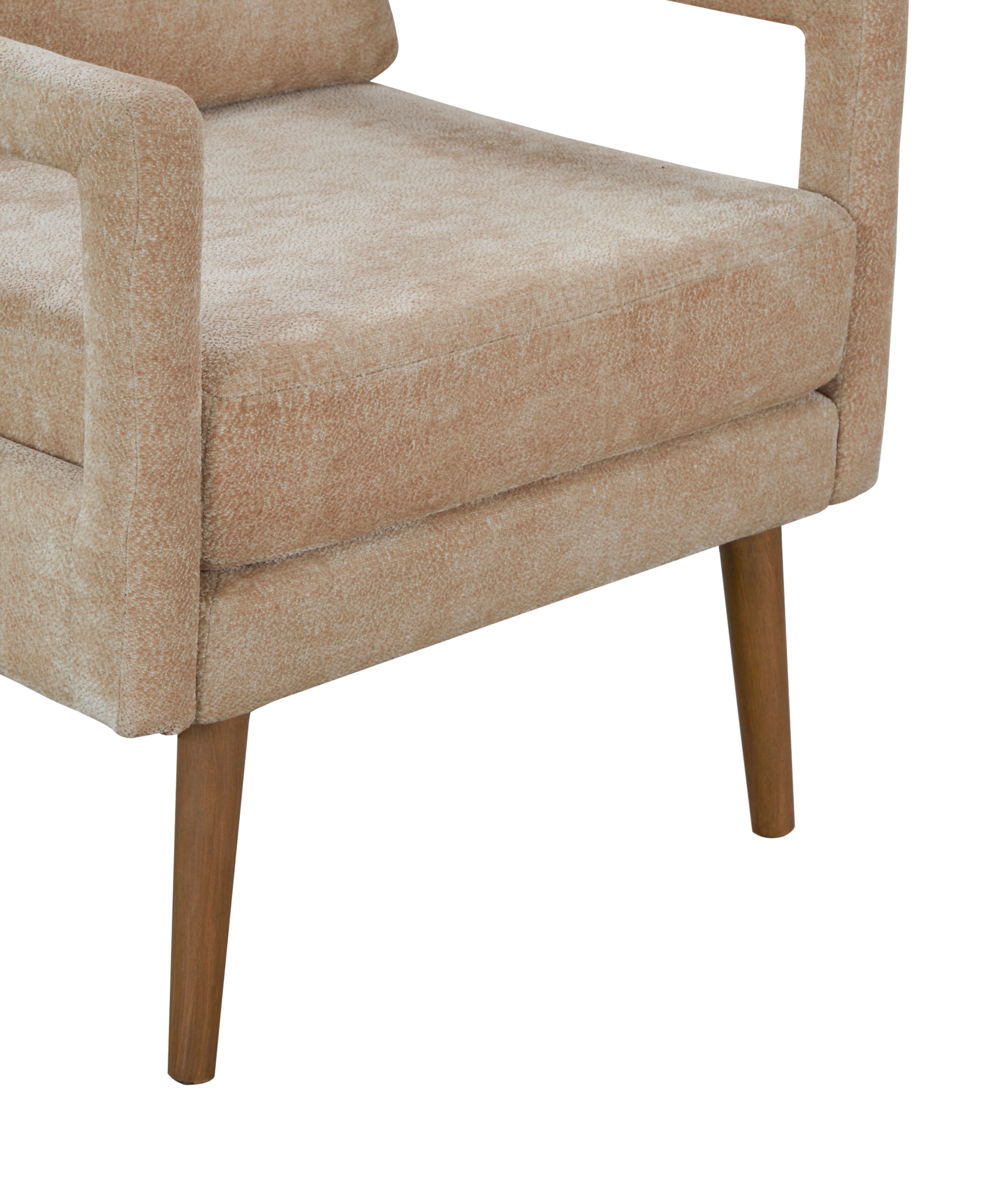 Walker Edison - Mid-Century Armchair, Accent Chair with Chenille Armrest & Soft Cushion for Living Room, Bedroom, Home Office, Study, Beige