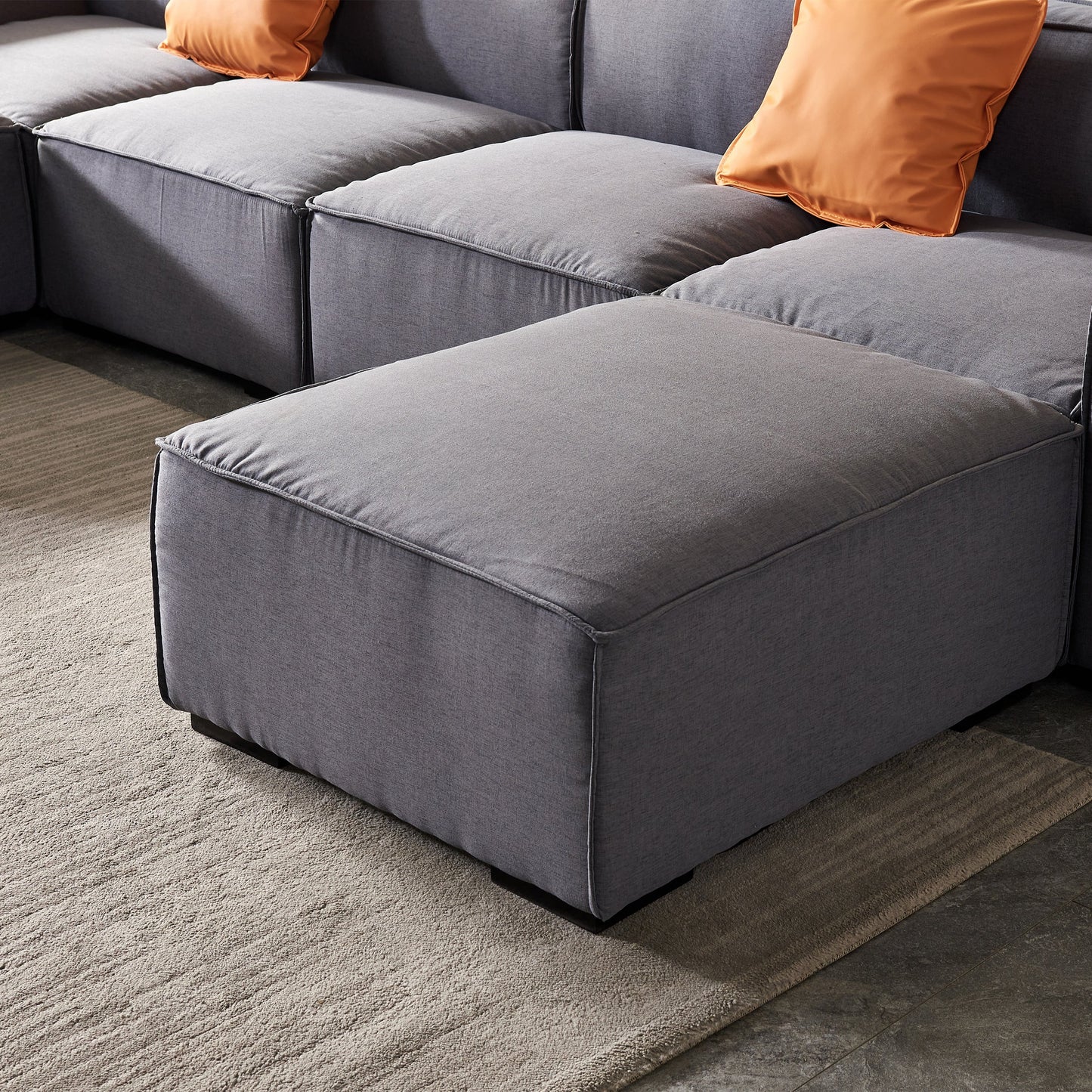 Walker Edison | Linen Modular U Shape Sectional Sofa