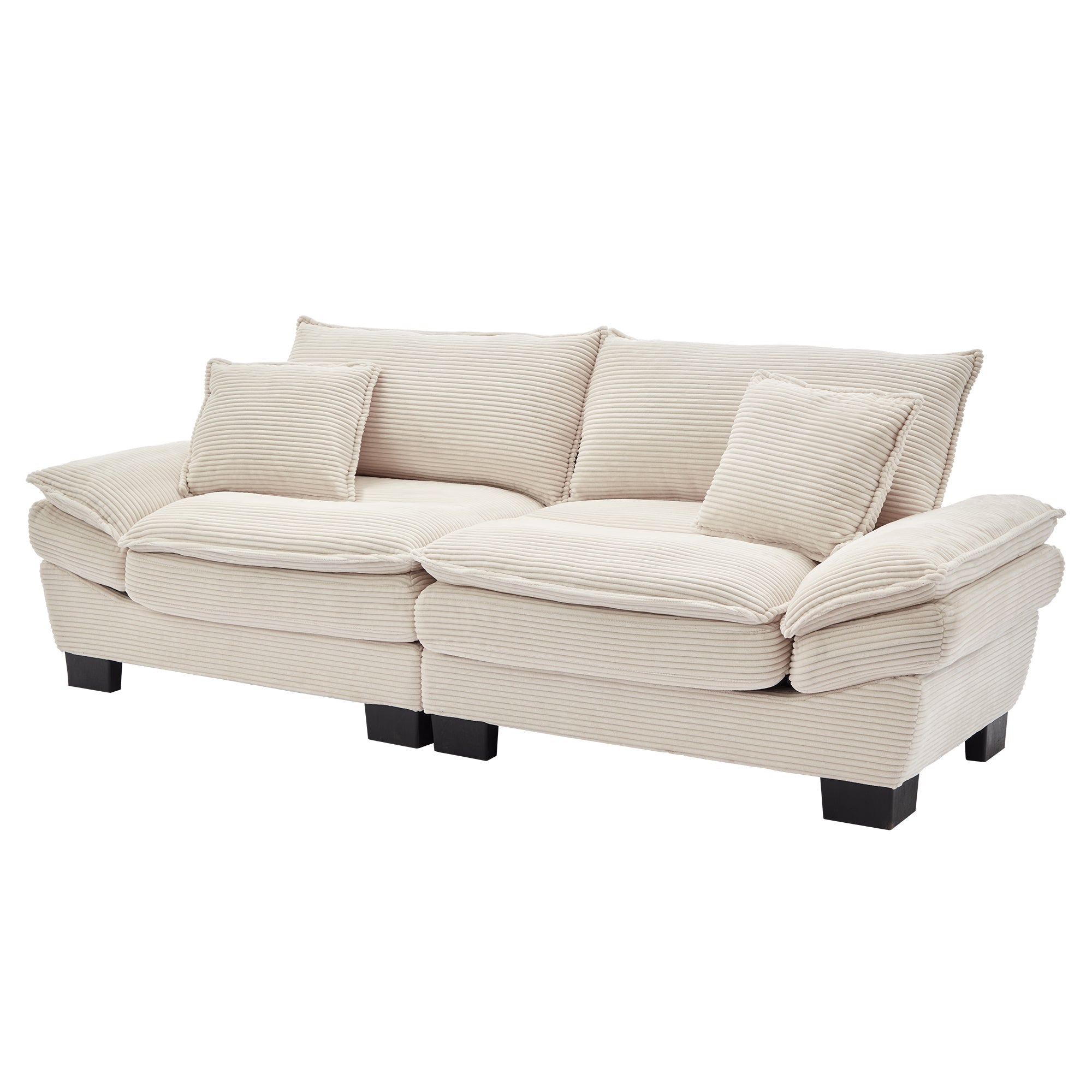 Walker Edison | Corduroy Loveseat Sofa with Pillows Beige