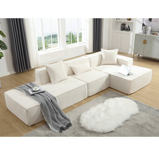 Walker Edison | Terry Modular Minimalist Right L-shaped Sectional Sofa