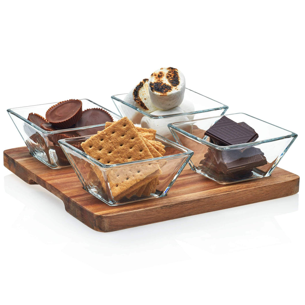 4-Piece Serving Set with Wood Serving Board