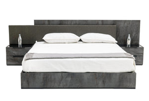 Nova Domus Ferrara - Queen Modern Volcano Oxide Grey Bed with Nightstands