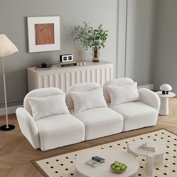 Walker Edison | Teddy Three Seater White Sofa