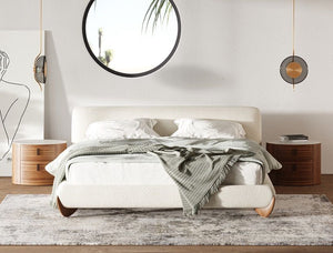 Modrest Fleury - Contemporary Cream Fabric and Walnut Bedroom Set