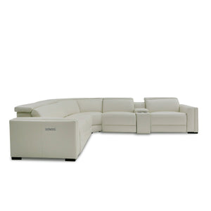 Modrest Frazier - Modern White Leather Sectional Sofa with 3 Recliners + Console