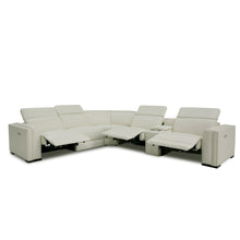 Load image into Gallery viewer, Modrest Frazier - Modern White Leather Sectional Sofa with 3 Recliners + Console
