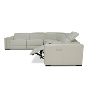 Modrest Frazier - Modern White Leather Sectional Sofa with 3 Recliners + Console