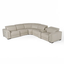 Load image into Gallery viewer, Modrest Frazier - Modern Light Grey Leather Sectional Sofa with 3 Recliners + Console
