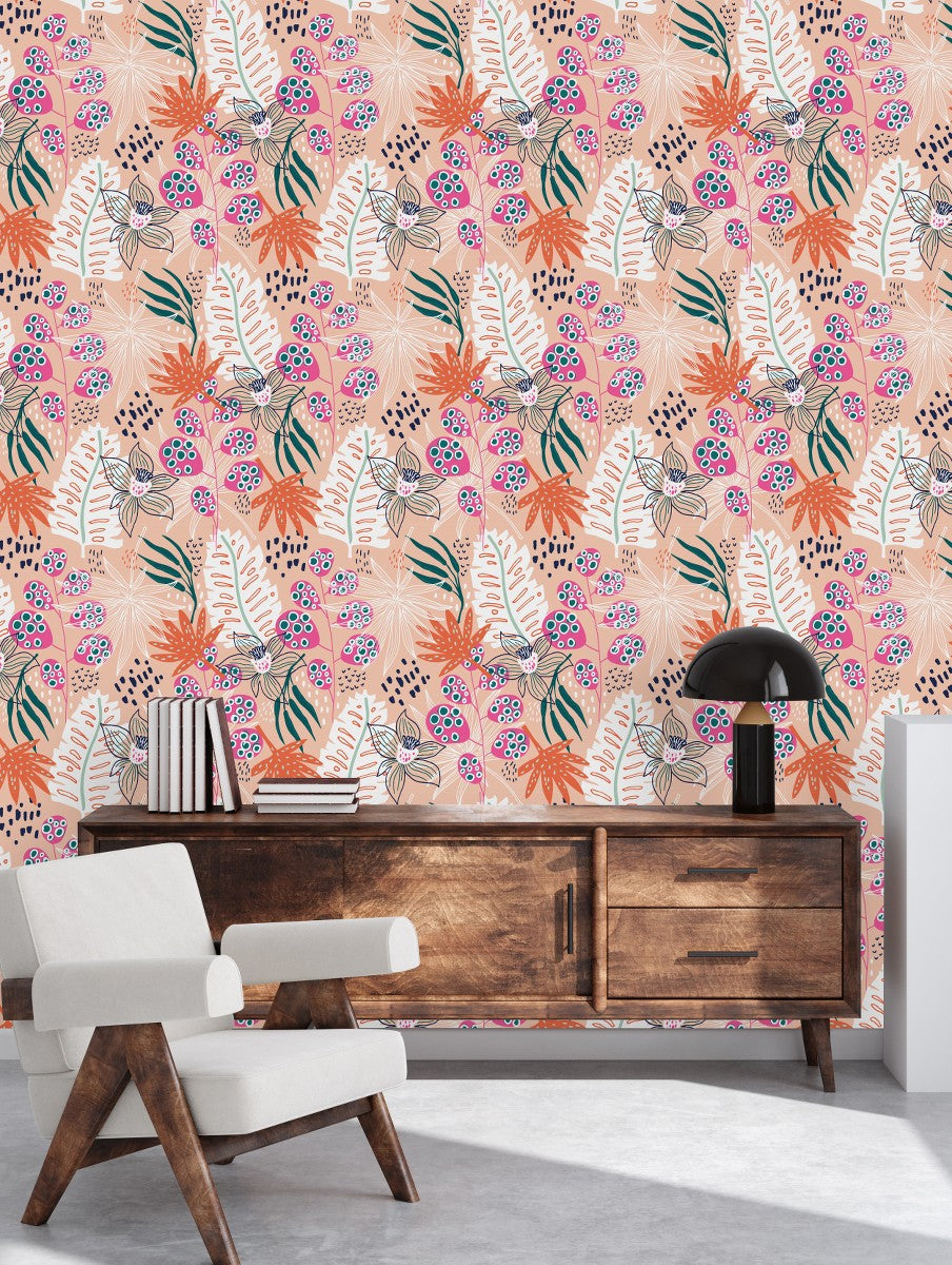 Stylish Brightly Leaves Wallpaper Tasteful