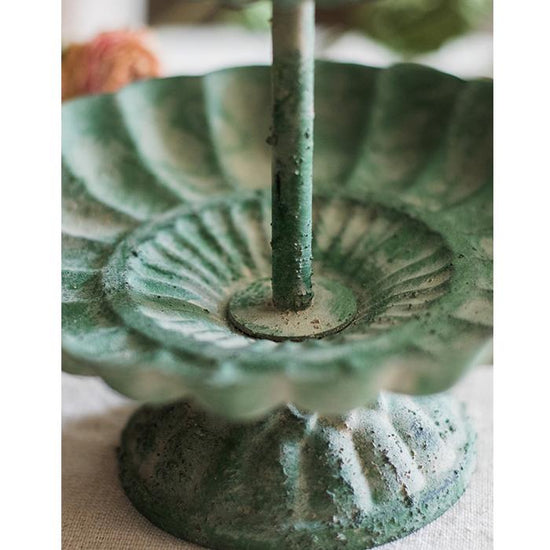 Green Iron Two Tier Small Decorative Tray