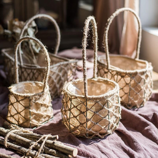 Handmade Hemp Basket, Randomly Picked (Set of 3)