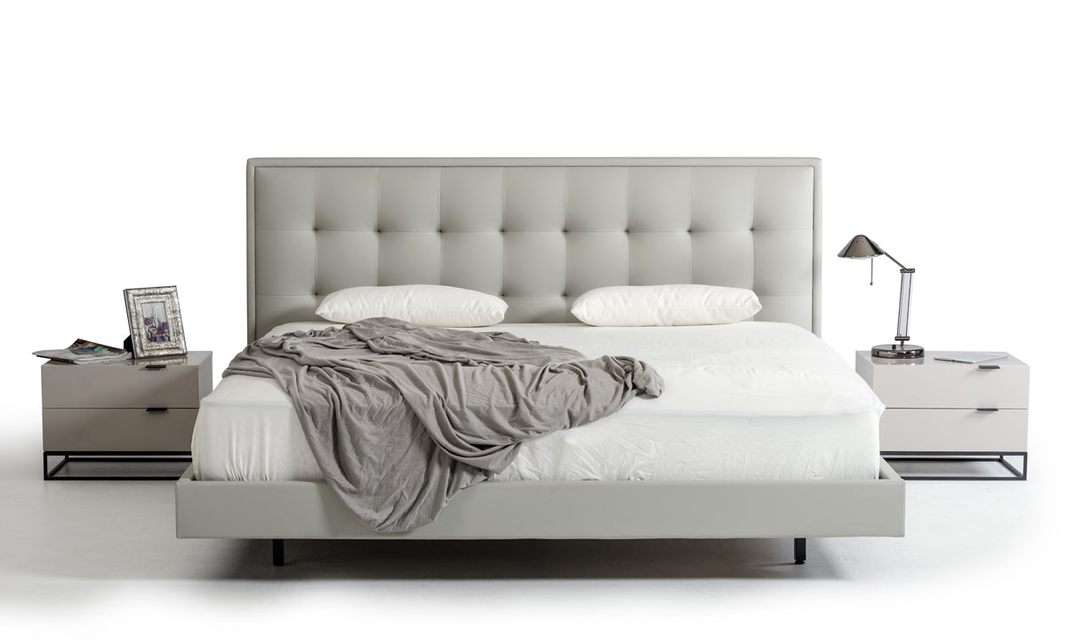 Queen Modrest Hera Modern Grey Leatherette Bed