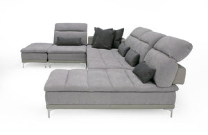 David Ferrari Horizon - Modern Grey Fabric + Grey Leather U Shaped Sectional Sofa