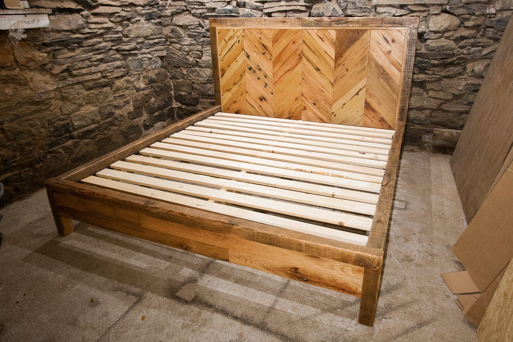 "The Chevron" Reclaimed Wood Panel Bed