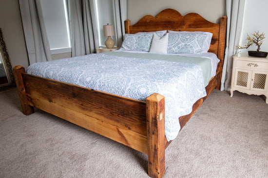 "The Monica Bed" with Scalloped Wood Headboard