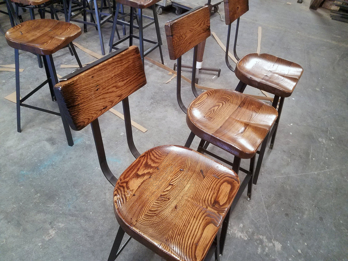 Set of 4 Bar Stools Counter Height, Bar Stools With Backs, Scooped Seat Brewster Stools, Counter Stools, Reclaimed Bar Stool,Home Decor Gift