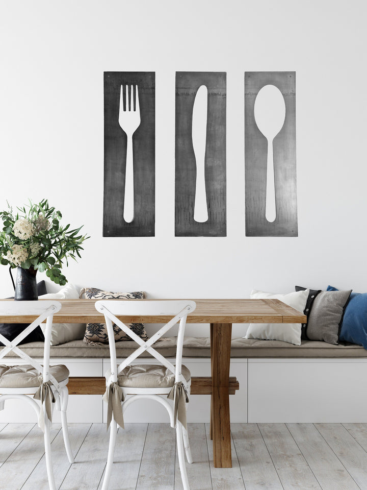 Fork Knife Spoon Wall Art Panel Set