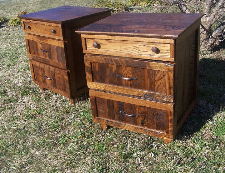 Rustic Oak Nightstand with Drawers