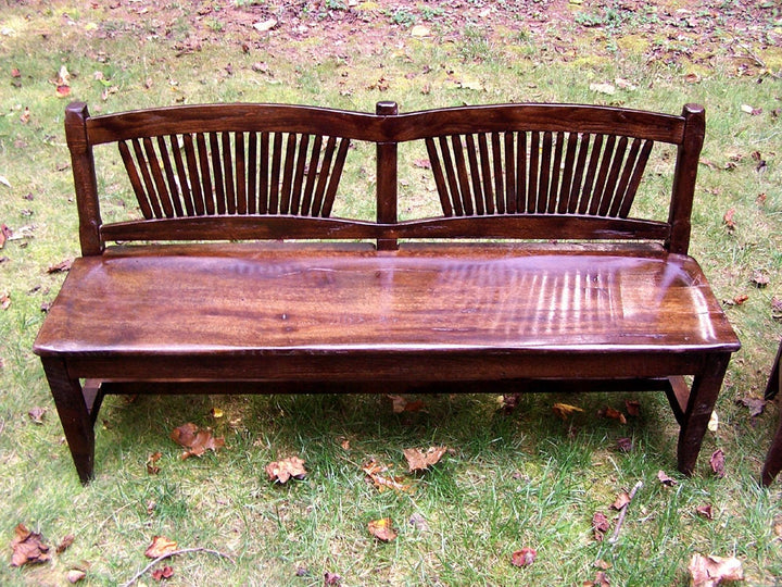 Rustic Spindle-Back Oak Bench