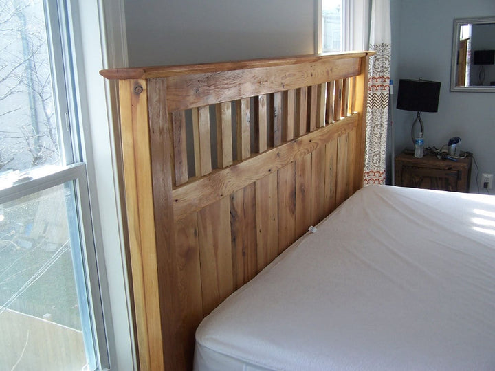 Mission-style Reclaimed Heart Pine Panel Bed