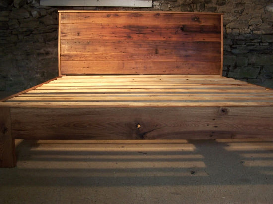 "Slant Back" Reclaimed Wood Panel Bed