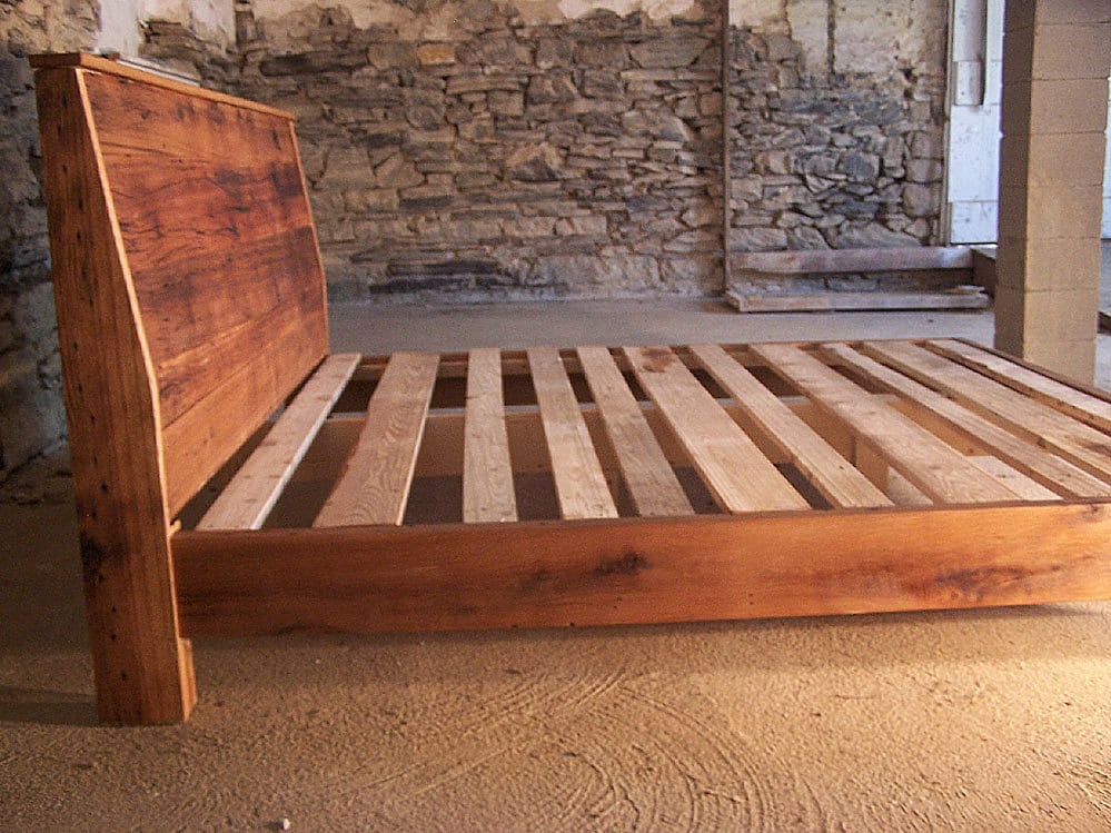 "Slant Back" Reclaimed Wood Panel Bed