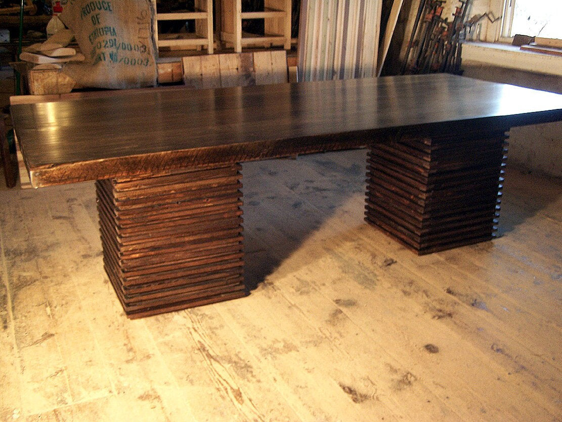 Reclaimed Wood Conference Pedestal Table