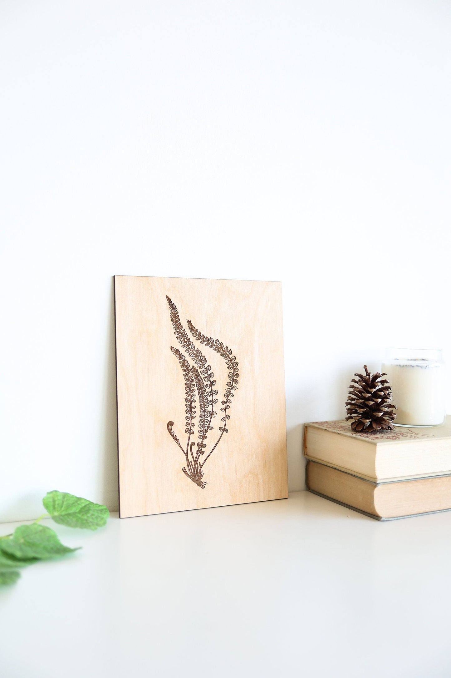 Wooden Fern Fronds Panel Wall Art