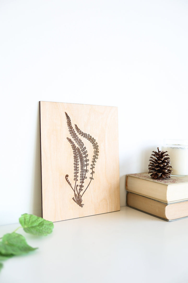 Wooden Fern Fronds Panel Wall Art