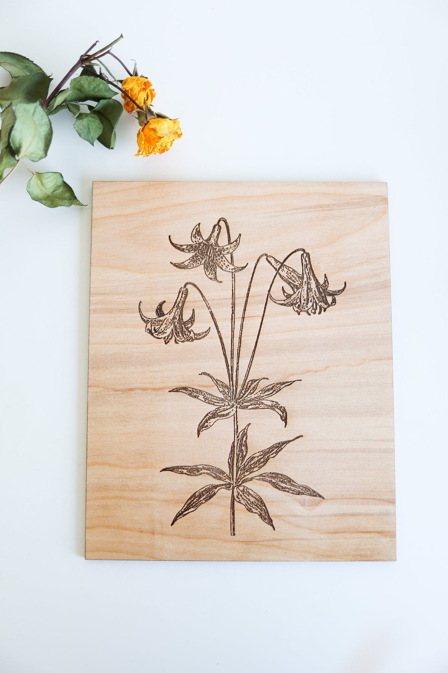 Wooden Lily Panel Wall Art