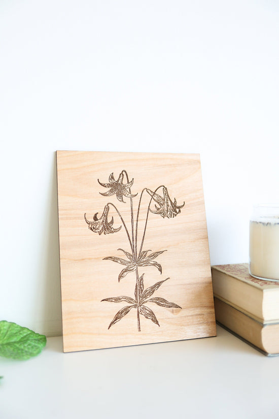 Wooden Lily Panel Wall Art