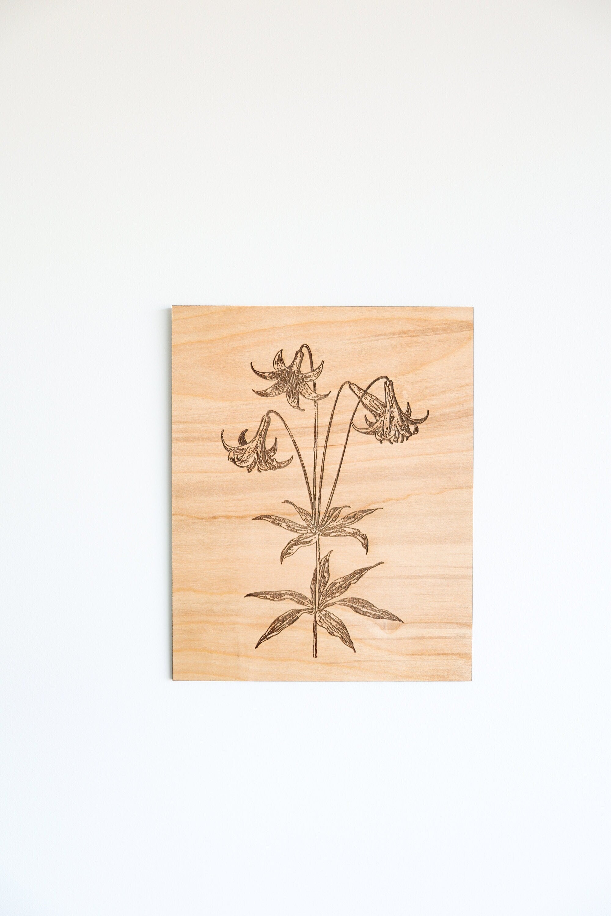 Wooden Lily Panel Wall Art