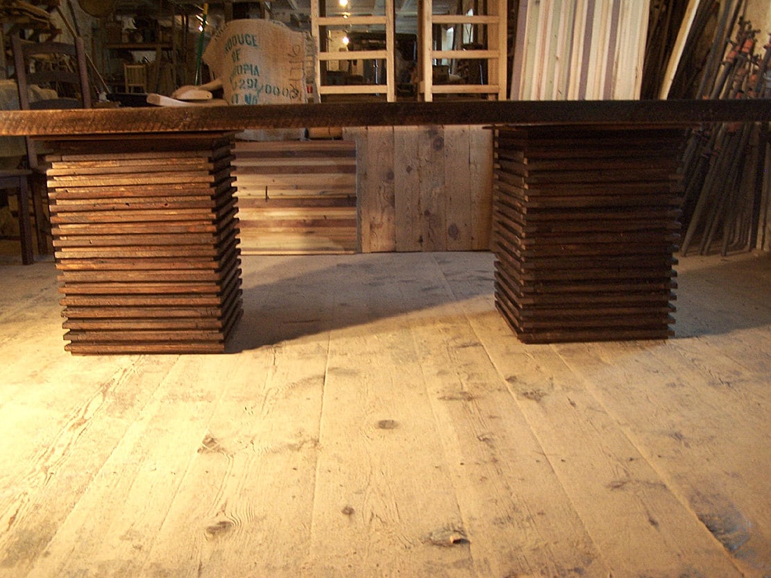 Reclaimed Wood Conference Pedestal Table