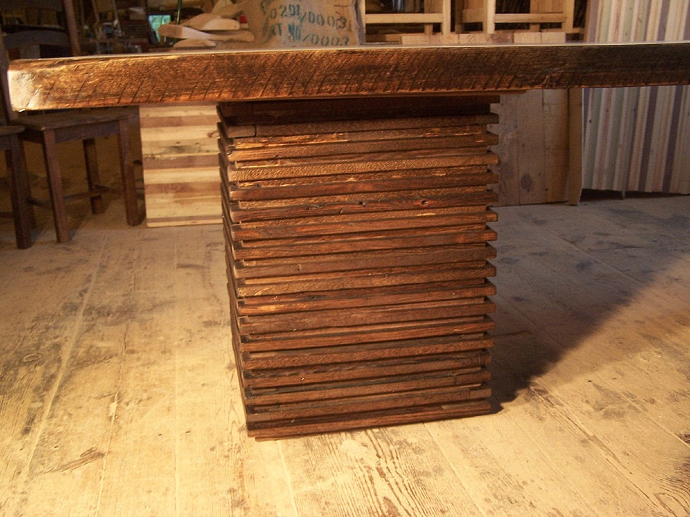 Reclaimed Wood Conference Pedestal Table