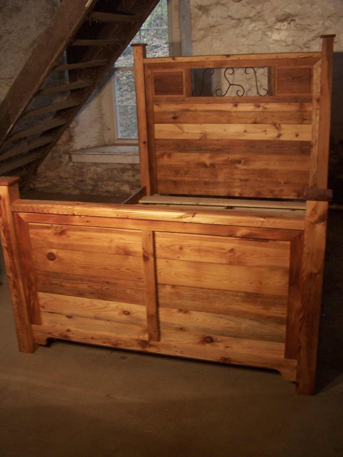 Reclaimed Barnwood Platform Bed with Storage