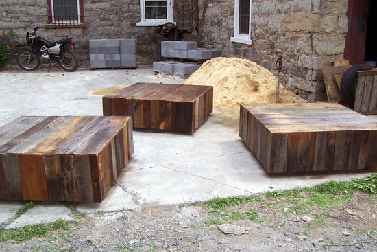 Reclaimed Wood Floating Square Coffee Table