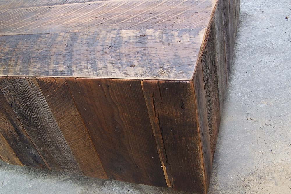 Reclaimed Wood Floating Square Coffee Table