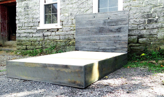 Reclaimed Gray Barn Wood Platform Bed