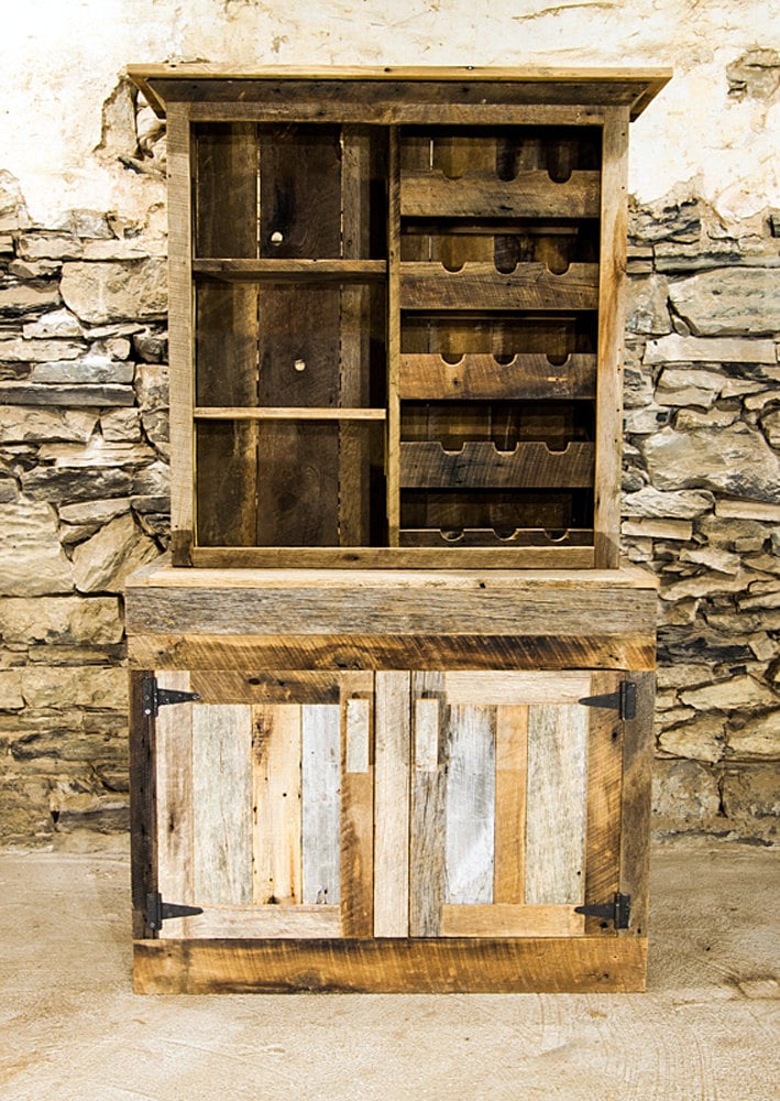 Reclaimed Wood Rustic Wine Cabinet