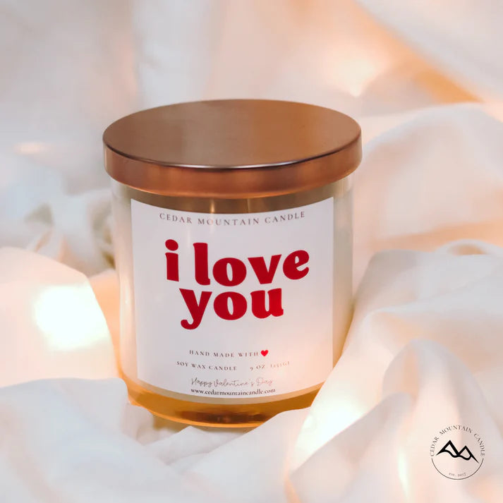 I Love You - Valentine's Day Soy Candle - 9 oz Whiskey Glass Jar - Choose Your Scent