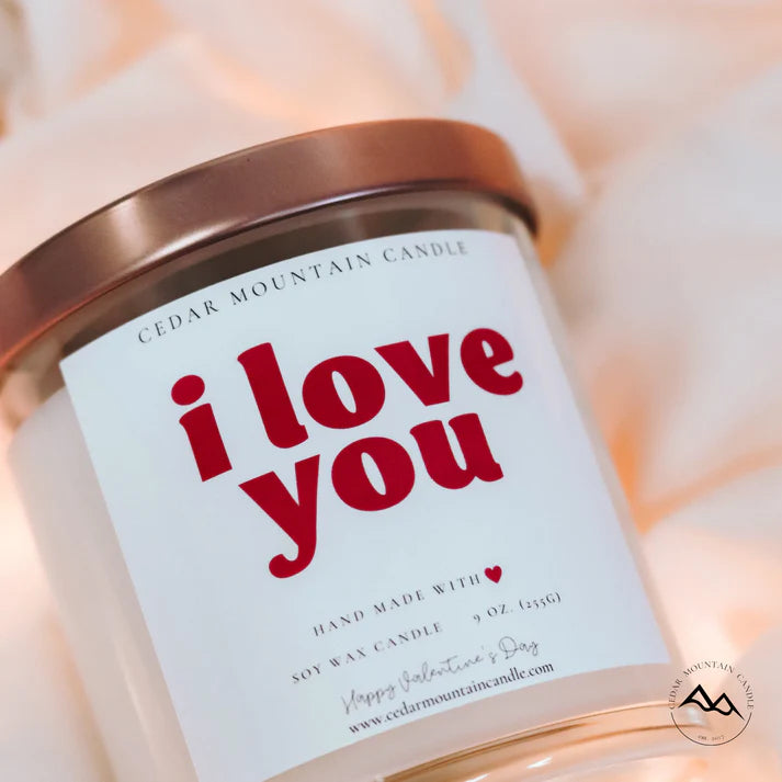 I Love You - Valentine's Day Soy Candle - 9 oz Whiskey Glass Jar - Choose Your Scent